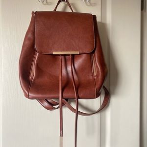 Brown faux leather backpack